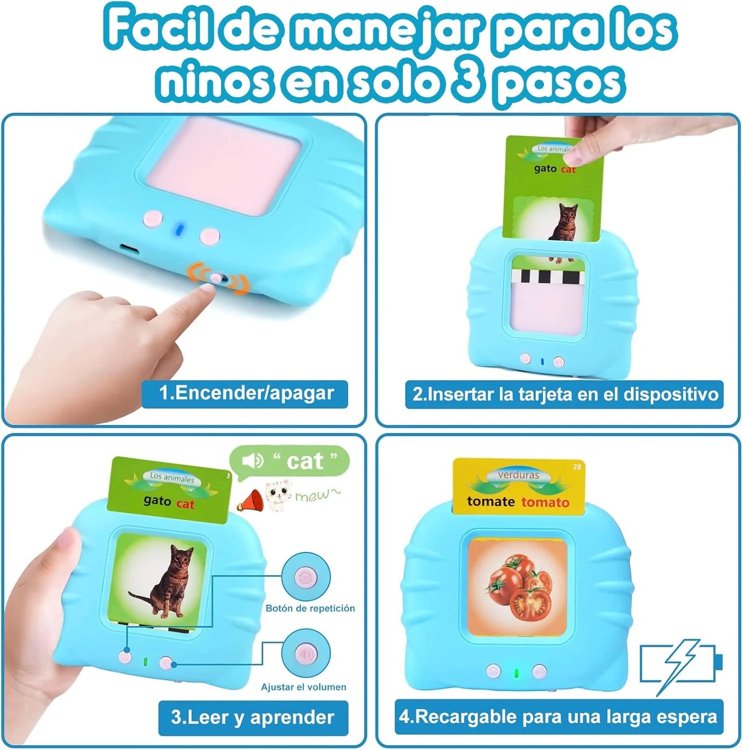 SmartCards Kids™ Lector de Tarjetas Bilingüe + 255 Cartas Educativas